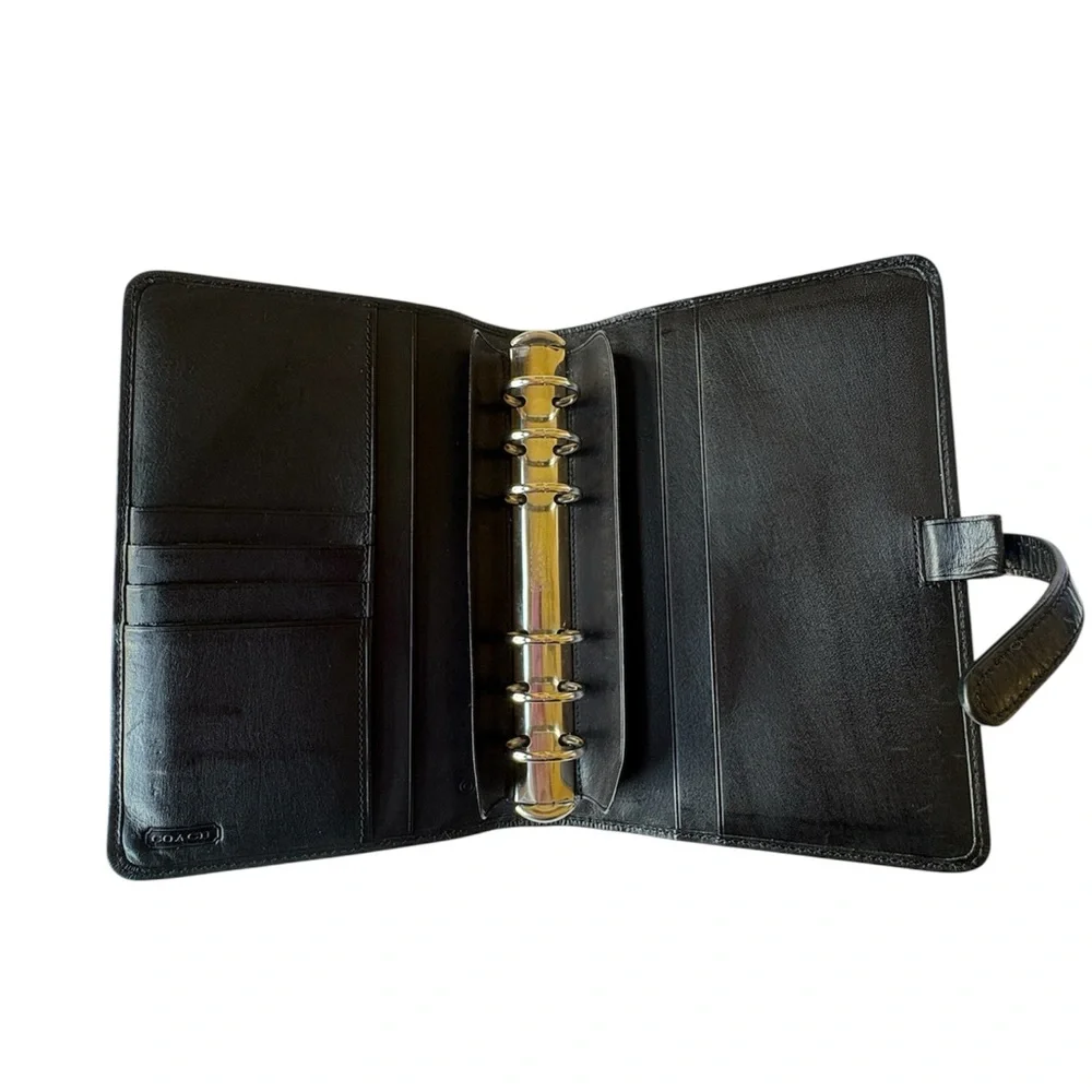 Vintage Coach Black Leather 6-Ring Agenda Planner Organizer Glove-Tanned